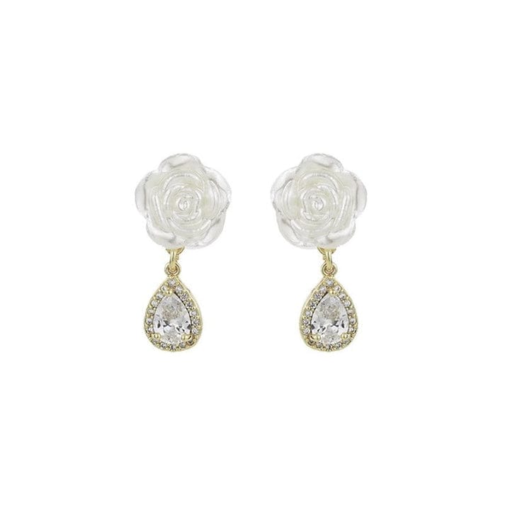 White Camellia Mosquito Coil No Pierced Female Earrings